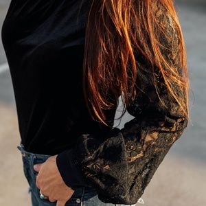 Black Velvet and Lace Bodysuit